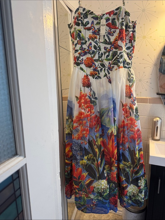 Anthropologie Dresses & Skirts - Anthropologie Floral Strapless Maxi Dress in White, Red, Blue, Green